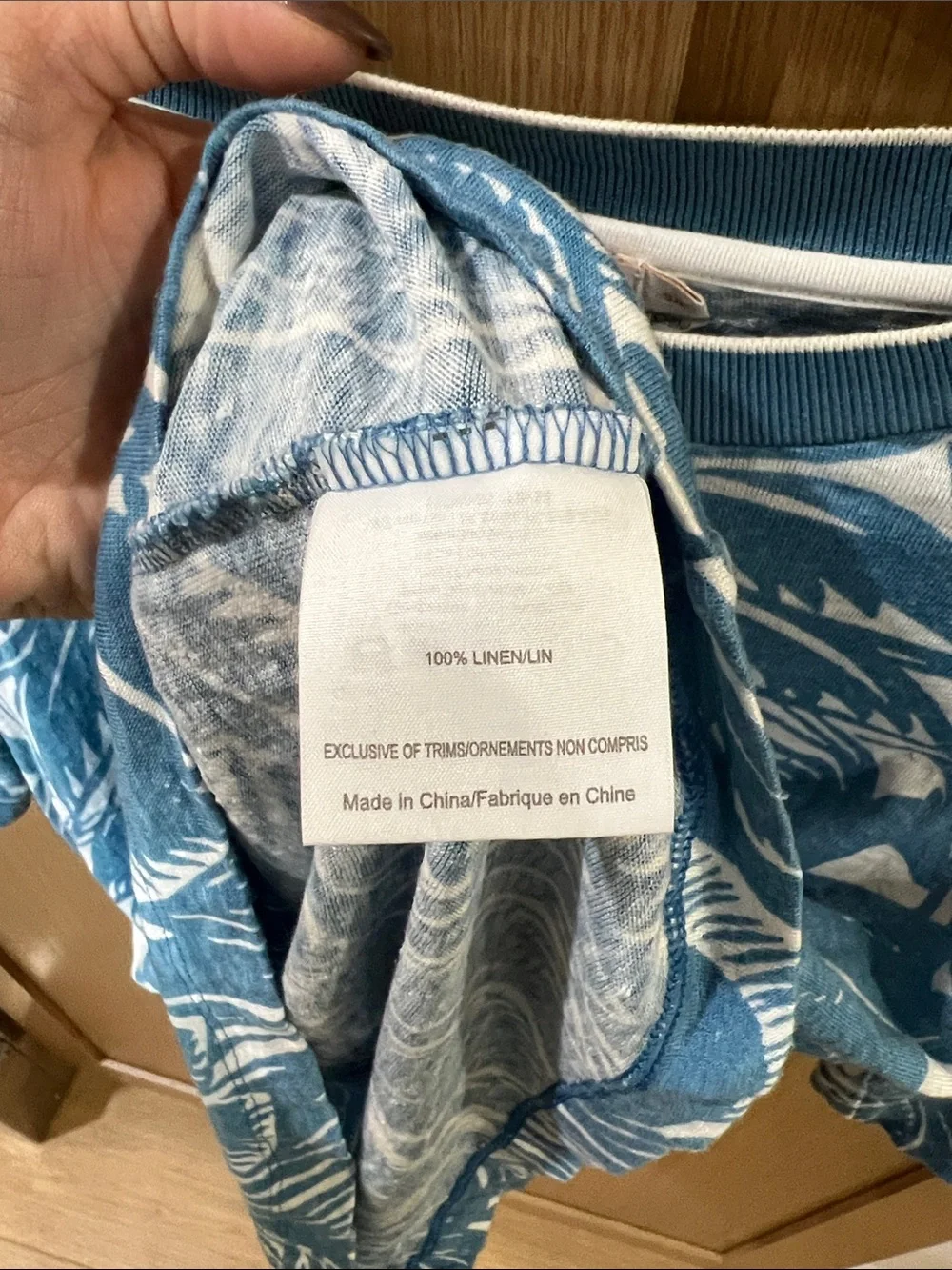 Tory Burch Blue and White Tropical Short Sleeve Tee size small